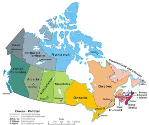 カナダ　州　地図